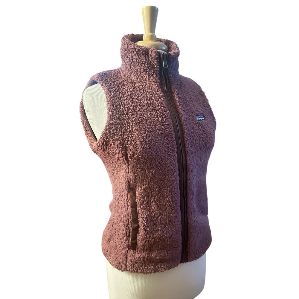Women S Patagonia Deep Pile Fleece Los Gatos Zip Purple Reversible Vest